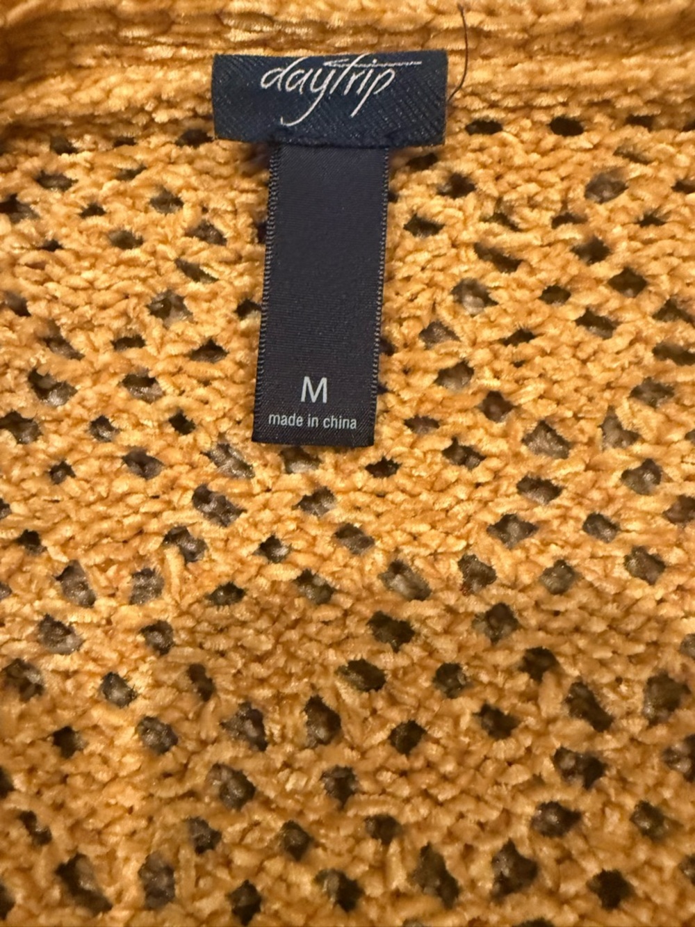 Daytrip Mustard Yellow Open Knit Cardigan - Picture 2 of 2